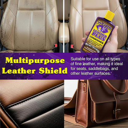 Wizards Leather Plus Conditioner - Moisturizing Car Leather Seat Cleaner and Conditioner - Cleans, Conditions and Protects Leather, Naugahyde and Vinyl Car Accessories - 8 oz - Made in USA