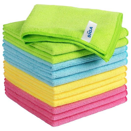 MR.SIGA Microfiber Cleaning Cloth, All-Purpose Microfiber Towels, Streak Free Cleaning Rags, Pack of 12, Grey, Size 32 x 32 cm(12.6 x 12.6 inch)