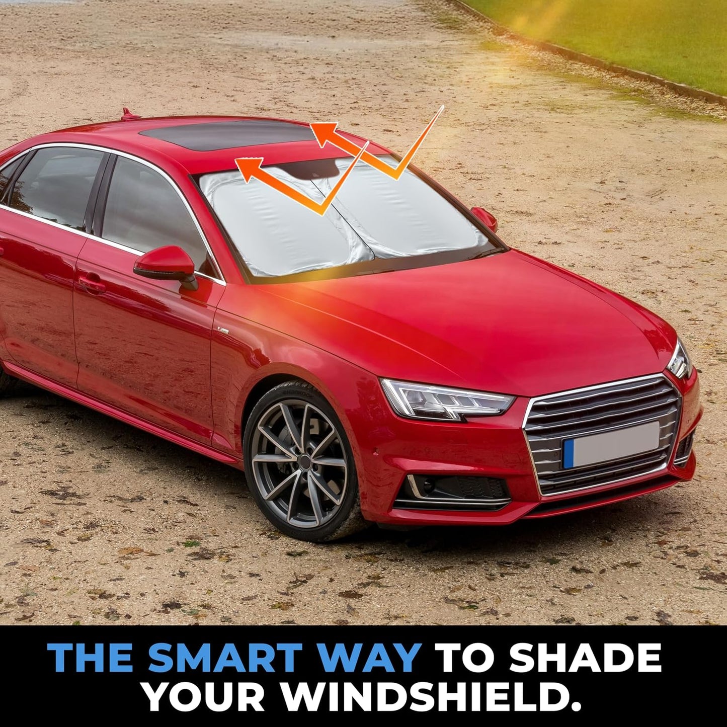 Autovir Car Windshield Sun Shade Foldable | Front Windshield Shade for Sun, Heat and UV Rays | Sunshade for Car Front Window and Interior Sun Protection | Medium (28 x 31 inches)
