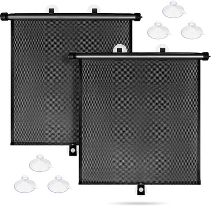 Sfee Car Window Shade for Side Windows, 2 Pack Sun Shade Retractable for Car Blocks Heat and UV Rays Glare Protection Roller Sunshade Visor for Baby, Kids, Pets, Passengers