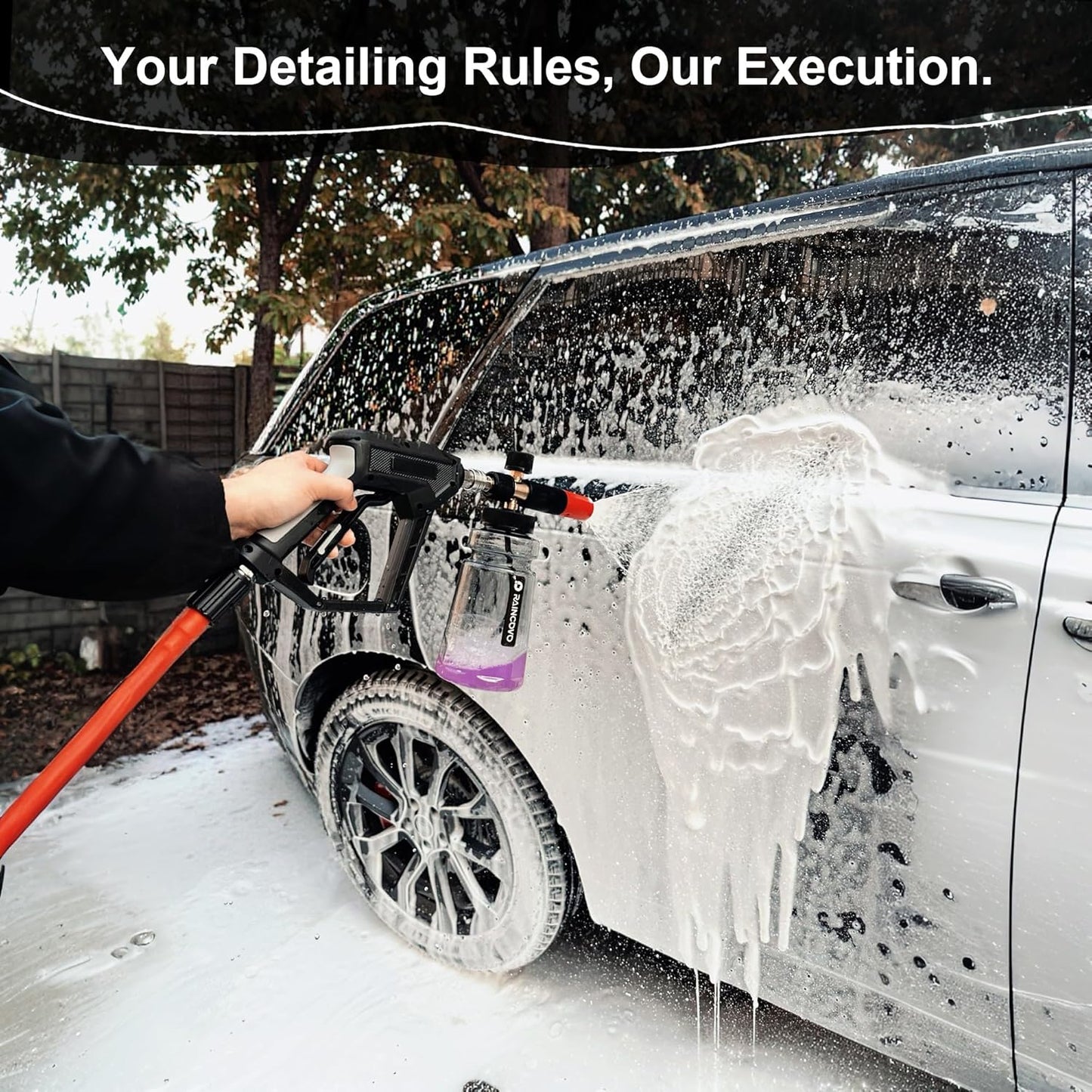 Raincovo Foam Cannon Wide Mouth for Pressure Washer, Thick Snow Foam Lance for Car Wash, Adjustable Soap Cannon with 1/4 Inch Quick Connector, Additional 1.1mm Orifice Nozzle
