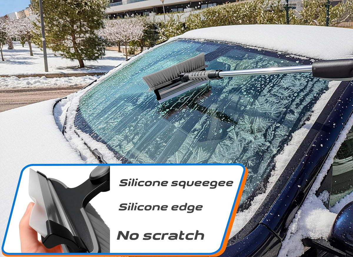 Trazon 42.4" Extendable Snow Brush & Mini Snow Shovel/Ice Scraper for Car Windshield with Foam Grip for Cars, SUV, Trucks, Detachable Сar Scraper, No Scratch, Heavy Duty Long Handle, Ice Remover