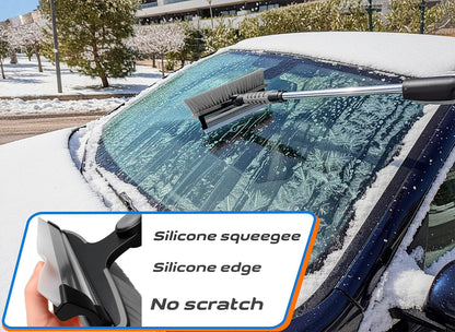 Trazon 42.4" Extendable Snow Brush & Mini Snow Shovel/Ice Scraper for Car Windshield with Foam Grip for Cars, SUV, Trucks, Detachable Сar Scraper, No Scratch, Heavy Duty Long Handle, Ice Remover