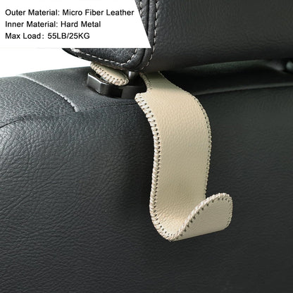Amooca 4-Pack Car Headrest Hooks Vehicle Storage Organizer for Purses Handbags Groceries Backpack Coats –Holds 55lbs 360° Rotating Black