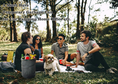 Ginsco 4 Gallons New Leakproof Car Trash Can, Large Trash Can Pop-up Collapsible Hanging Car Trash Bin, Waterproof PEVA Liner Open-Top Garbage Can for Cars Home Office Camping