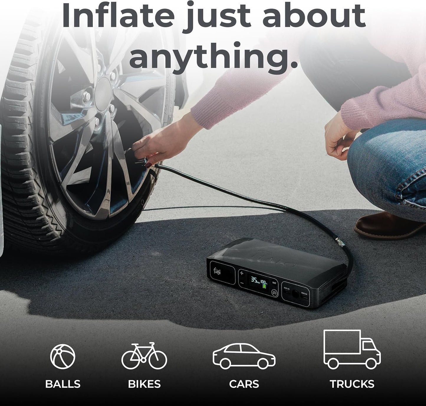 HALO Bolt Air 58830 Portable Car Battery Jump Starter | 100 PSI Air Compressor, 58.8Wh USB Power Bank, Emergency Floodlight & Charger, Jump Cars SUVs & Trucks, Inflate Tires, TSA Approved — Rose Gold