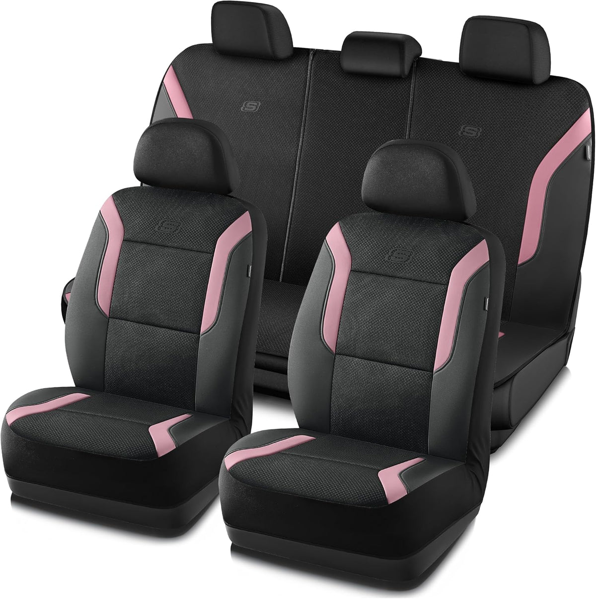 Skechers Memory Foam Seat Covers, Air Cool Mesh Thick Car Seat Covers, Car Seat Covers Front Seats Airbag Compatible, Universal Automotive Comfort for Most Cars, Vans, Trucks, SUV,Black
