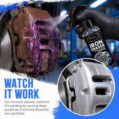Iron Eraser Rust Remover Spray for Metal,Fast Iron Powder Remover Spray for Car Wheels, Paint & Metal Surfaces (2pcs)