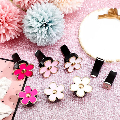 Frienda 6 Pcs Daisy Flower Air Vent Clip Accessories Air Conditioning Outlet Clip Car Air Freshener Dashboard Accessories Charm Car Inter Decor(3 cm, 3.3 cm,White)