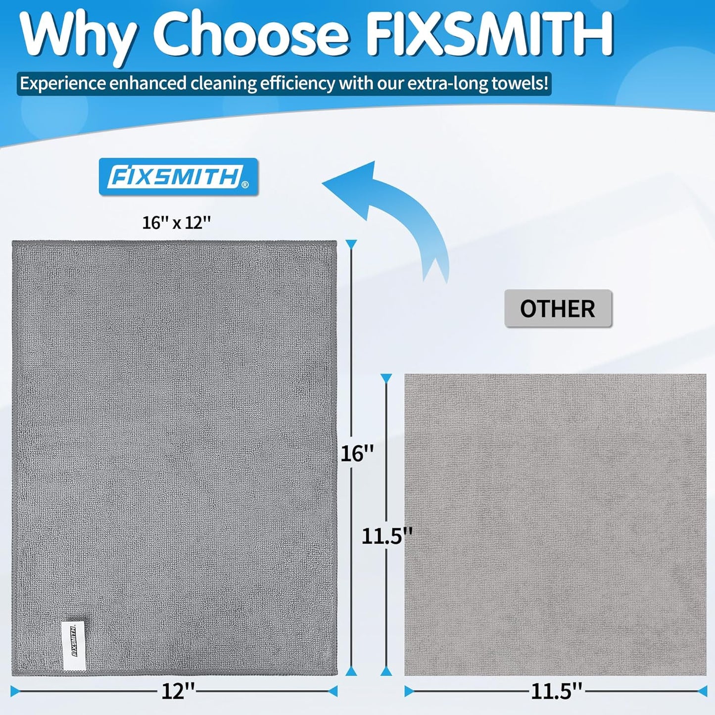 FIXSMITH Microfiber Cleaning Cloth - Pack of 50, Microfiber Towels for Cars 16 x 12 in, Highly Absorbent Cleaning Rags, Lint-Free, Streak-Free Cleaning Cloths for Car Kitchen Home Office