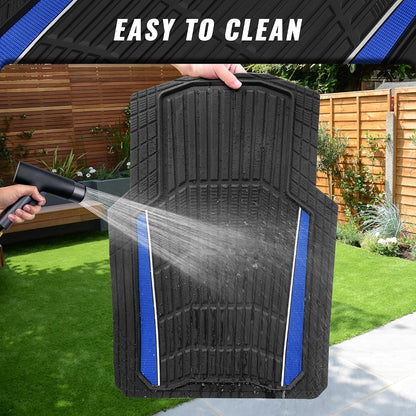 CAR PASS Heavy Duty Rubber Car Floor Mats, Deep Waterproof Car Floor Mats All Weather, Aluminum Film Floor Mats for Cars Non-Slip Universal Trim to Fit for SUVs Trucks Sedans Vans, Black Grey Metallic