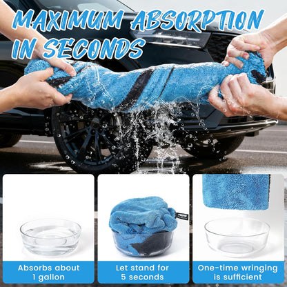 PUGPIU Microfiber Car Drying Towel Extra Large Super Absorbent 48"X24", 1400 GSM Flash Detail Car Wash Drying Towel Edgeless with Two Sided Soft Twisted-Loop, No Water Spots Streaks for Cars (Green)