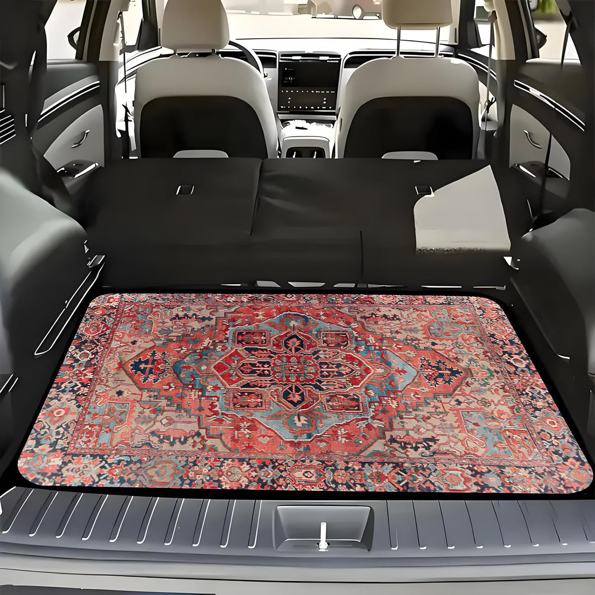Universal Car Trunk Mat 29" x 39",Purple Colorful Flowers All Weather Trunk Protection Cargo Liner, Durable Cargo Mat Rear Trunk Liner,Stylish Vehicle Interior Accessories Suitable for Most Car Models