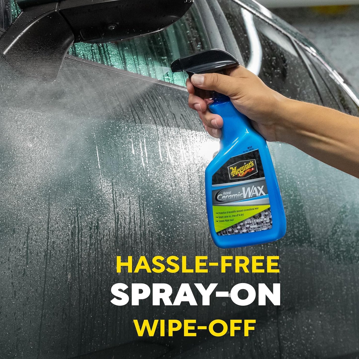 Meguiar's Hybrid Ceramic Wax, Easy-to-Use Spray Wax for Car Detailing with the Superior Protective Power of Advanced SiO2 Hybrid Barrier Technology, 26 Oz Spray Bottle