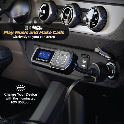 Scosche BTAXS2 Hands-Free Audio Kit, Bluetooth Receiver for Car Stereo with Noise Cancelling and Relocation Mount, 3.5mm Bluetooth Adapter for Car Radio AUX input Compatible with Siri/Google Assistant