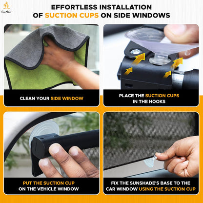EcoNour Car Side Window Sun Shade (2 Pack) | Retractable Roller Sunshade for Kids | Baby Car Window Shades for UV and Sun Glare Protection | Baby Travel Accessories (15"x17")