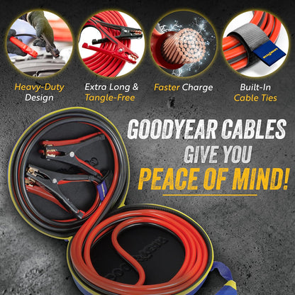 GOODYEAR Heavy Duty Jumper Cables for Car Battery - 4 Gauge Thick Wire, Extra Long 16 ft Booster Cables with Carrying Case for Cars, Trucks, SUVs, Emergency Roadside Kit Car Accessories