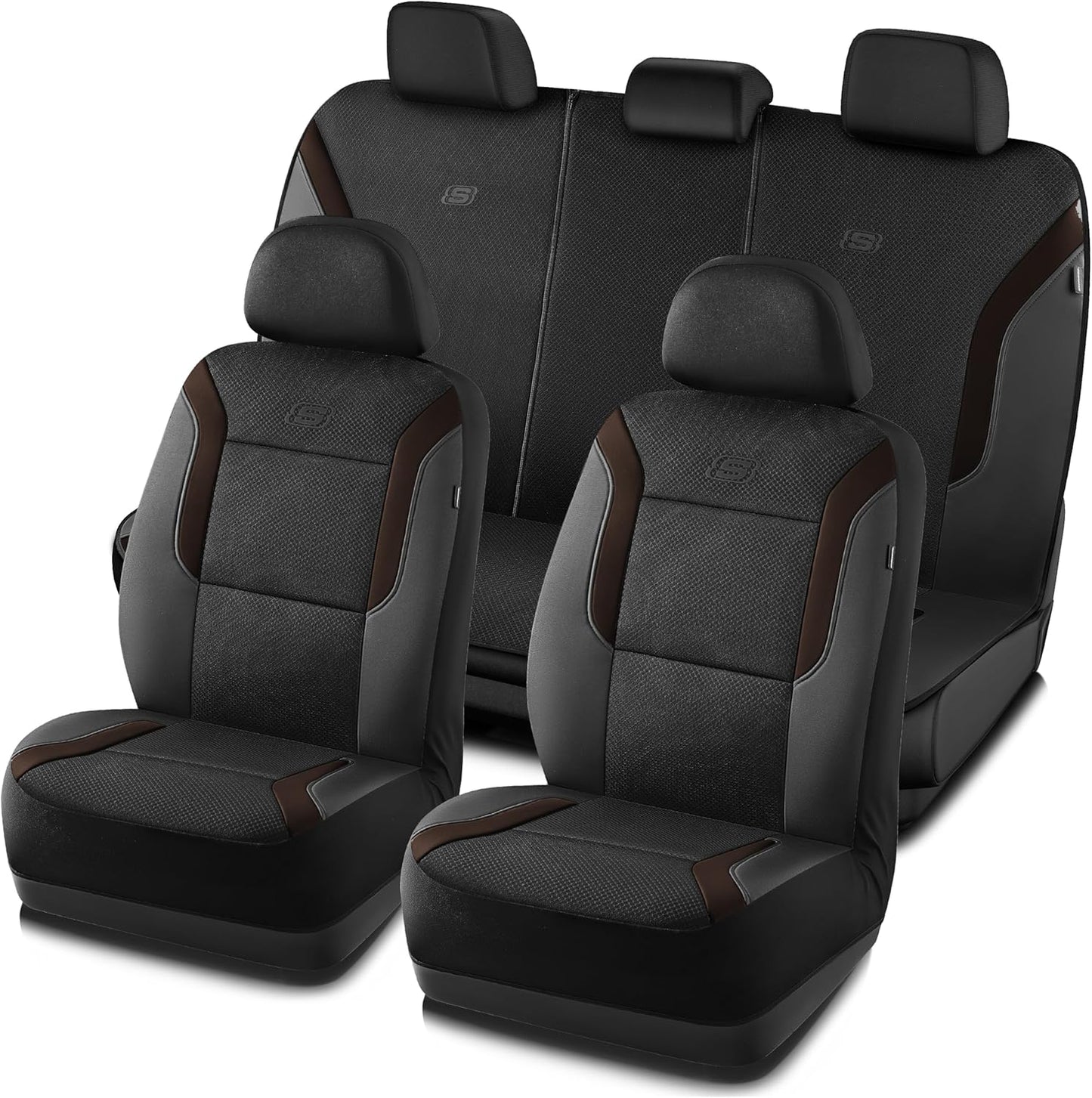 Skechers Memory Foam Seat Covers, Air Cool Mesh Thick Car Seat Covers, Car Seat Covers Front Seats Airbag Compatible, Universal Automotive Comfort for Most Cars, Vans, Trucks, SUV,Black