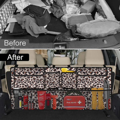 Femuar Car Trunk Organizer, Large Capacity Backseat Trunk Organizer (42"*18"), Collapsible Car Storage Bag with 8 Pockets, SUV/MPV/Truck - Black