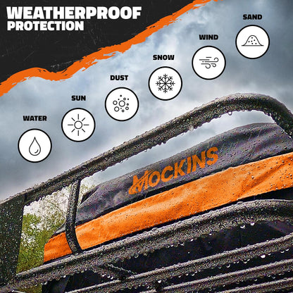 Mockins 16 Cu Ft Weatherproof No Rack Rooftop Cargo Carrier Bag 45"x34"x18" | Rooftop Cargo Bag for Top of Car | Car Topper Luggage Carrier Waterproof Set w/ Accessories | Vehicle Soft-Shell Carriers