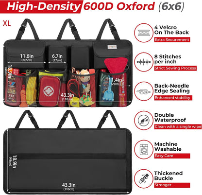 SURDOCA Car Trunk Organizer, LARGE CAPACITY Car Storage Bag with 8 Pockets, 7X Upgraded Trunk Storage Organizer for Car, SUV, Truck, MPV