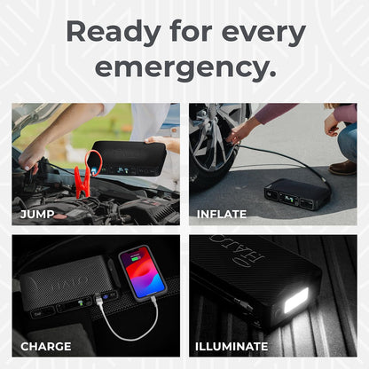 HALO Bolt Air 58830 Portable Car Battery Jump Starter | 100 PSI Air Compressor, 58.8Wh USB Power Bank, Emergency Floodlight & Charger, Jump Cars SUVs & Trucks, Inflate Tires, TSA Approved — Rose Gold