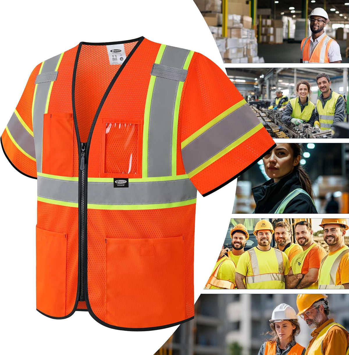 JKSafety Safety Vest for men women Hi Vis Vest with Pockets and Zipper High Visibility Meet ANSI Standard（BX310