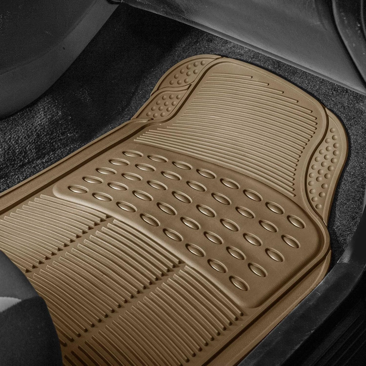 FH Group Automotive Floor Mats Solid ClimaProof for all weather protection Universal Fit Trimmable Heavy Duty fits most Cars, SUVs, and Trucks, 3pc Full Set Black