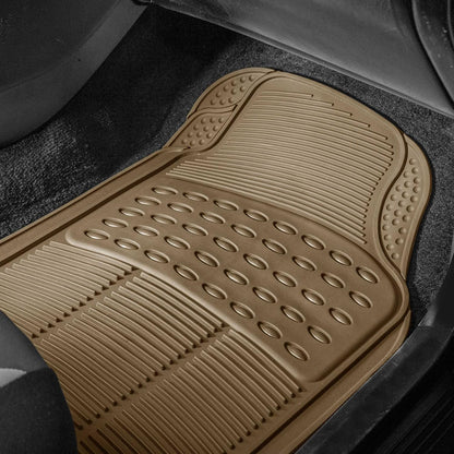 FH Group Automotive Floor Mats Solid ClimaProof for all weather protection Universal Fit Trimmable Heavy Duty fits most Cars, SUVs, and Trucks, 3pc Full Set Black