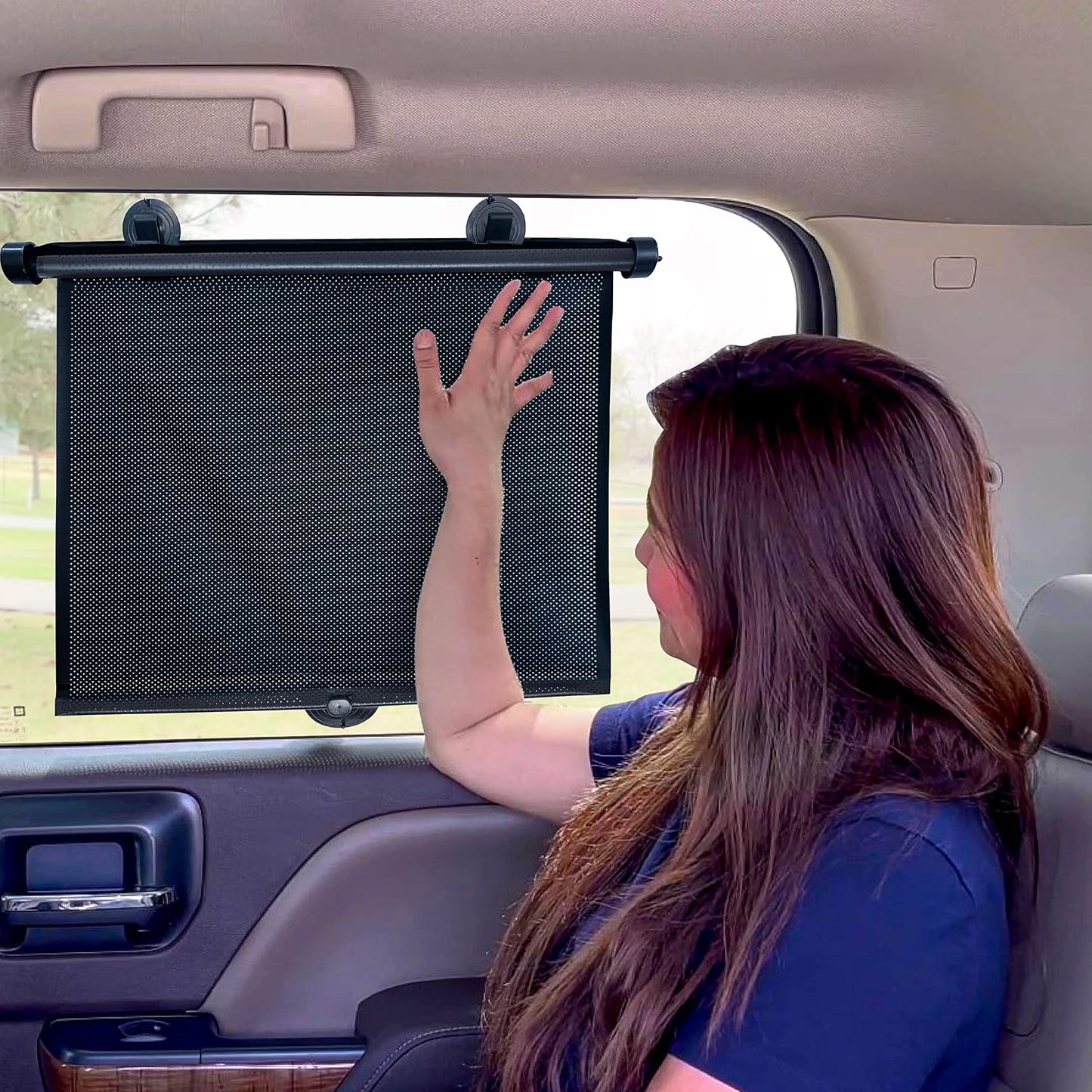 EcoNour Car Side Window Sun Shade (2 Pack) | Retractable Roller Sunshade for Kids | Baby Car Window Shades for UV and Sun Glare Protection | Baby Travel Accessories (15"x17")