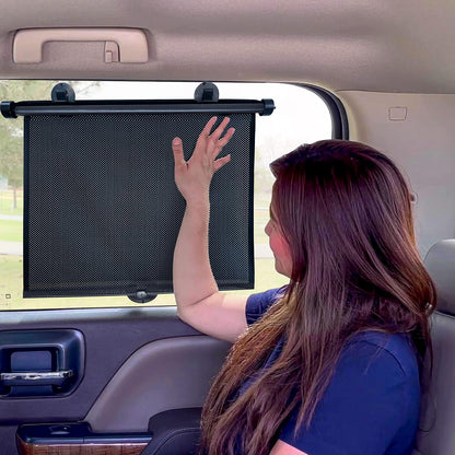 EcoNour Car Side Window Sun Shade (2 Pack) | Retractable Roller Sunshade for Kids | Baby Car Window Shades for UV and Sun Glare Protection | Baby Travel Accessories (15"x17")