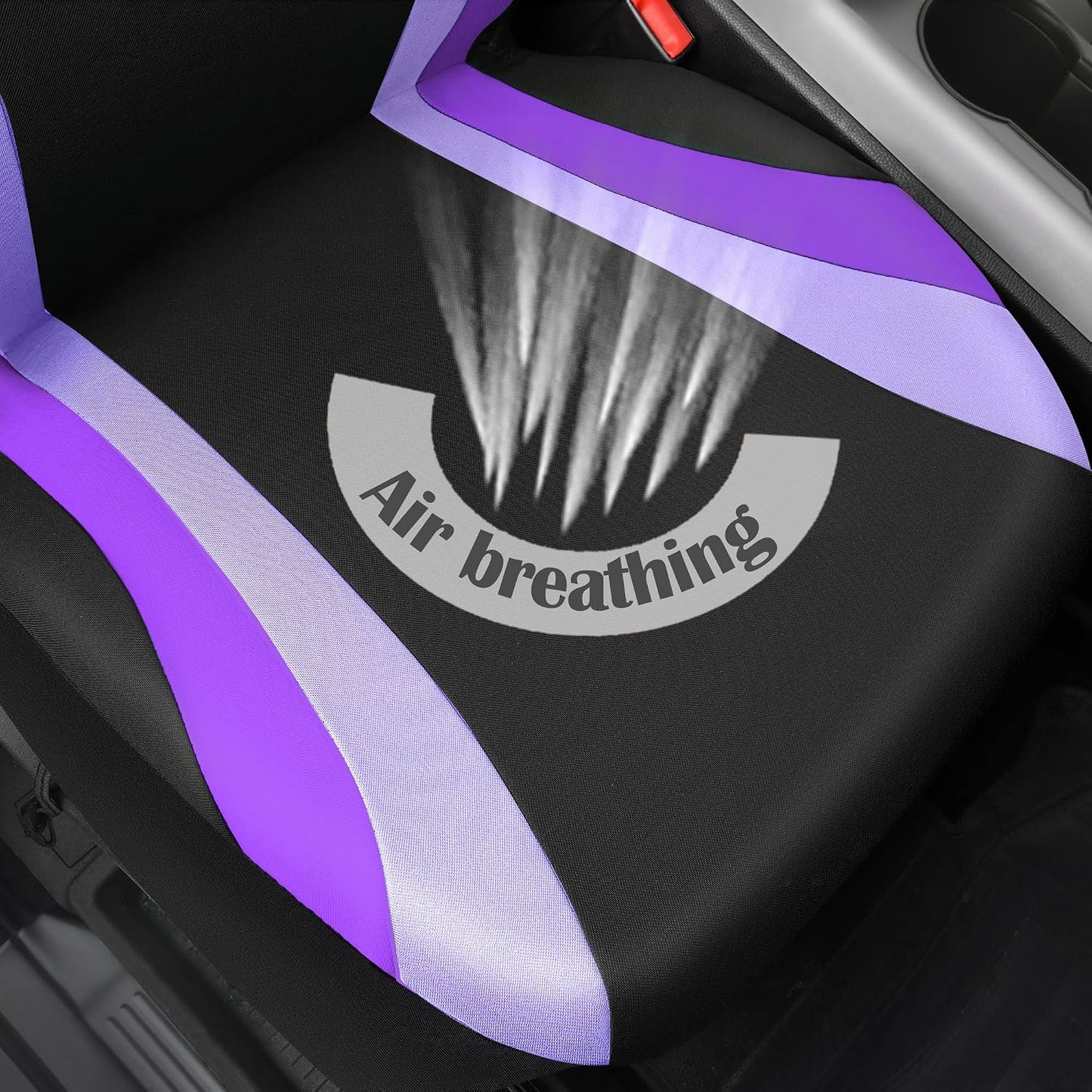 CAR PASS Line Rider Sporty Front Seat Covers,Gray Car Seat Covers Two Front Seats Only, Airbag Compatible,Universal Fit Sedans,Cars,Vans,SUV,Truck(Black and Gray)