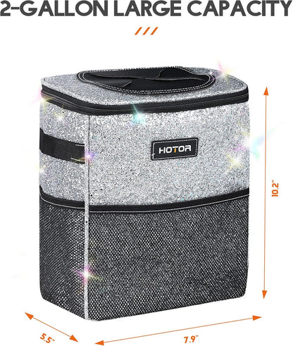 HOTOR Car Trash Can with Lid and Storage Pockets - 100% Leak-Proof Organizer, Waterproof Garbage Can, Multipurpose Trash Bin for Car, 2 Gallons, Black