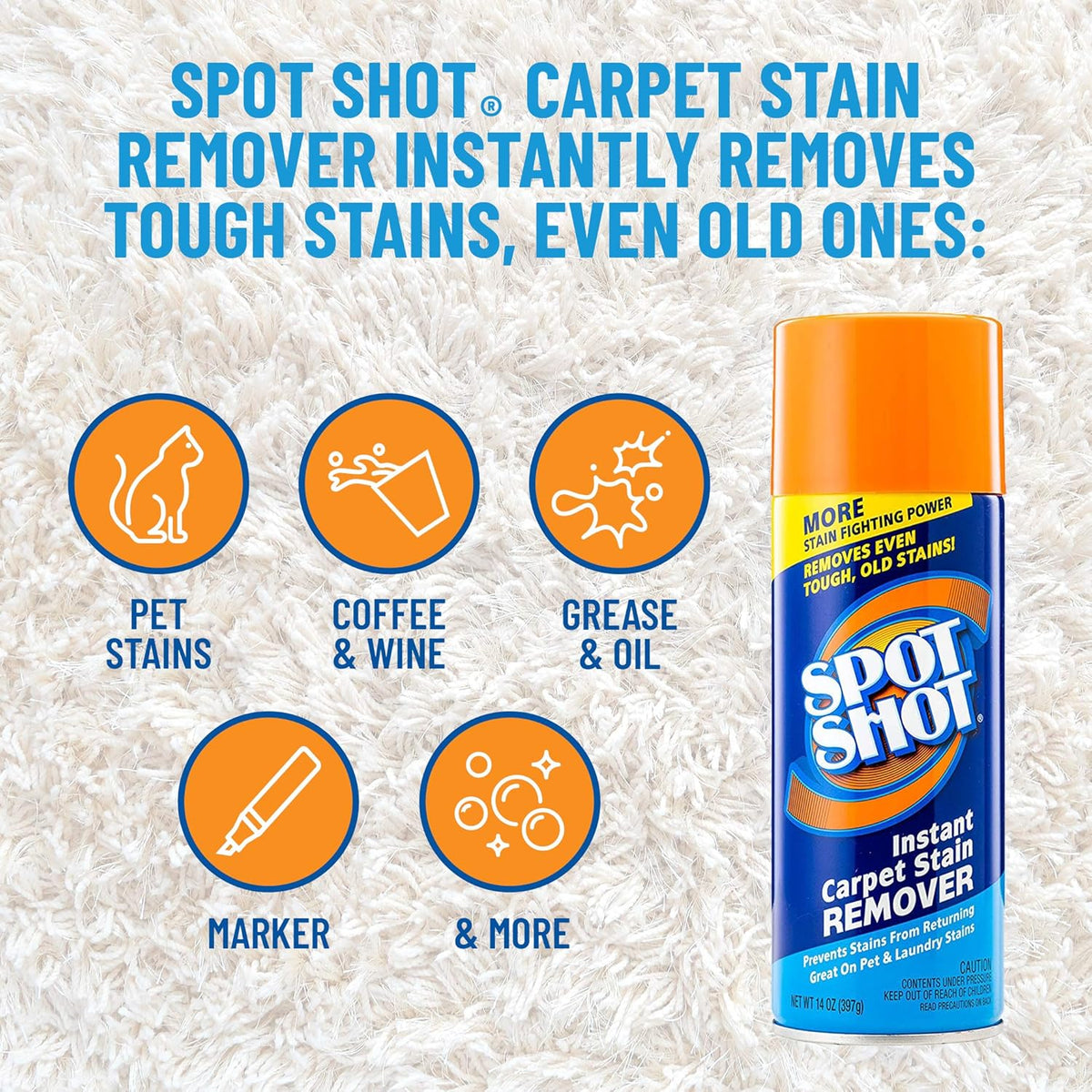 Spot Shot Instant Carpet Stain Remover Aerosol 14 oz can - 2 Pack