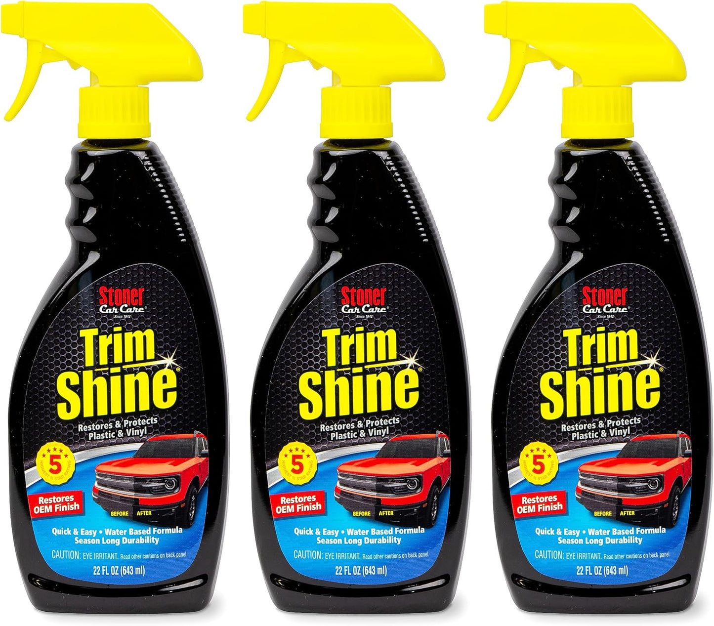 Stoner Car Care 92034-2PK Trim Shine – Black Trim and Plastic Restorer for Cars – Vinyl and Plastic Trim Protectant Coating for Interior and Exterior Use – Water-Based Formula – 22 fl oz (Pack of 2)