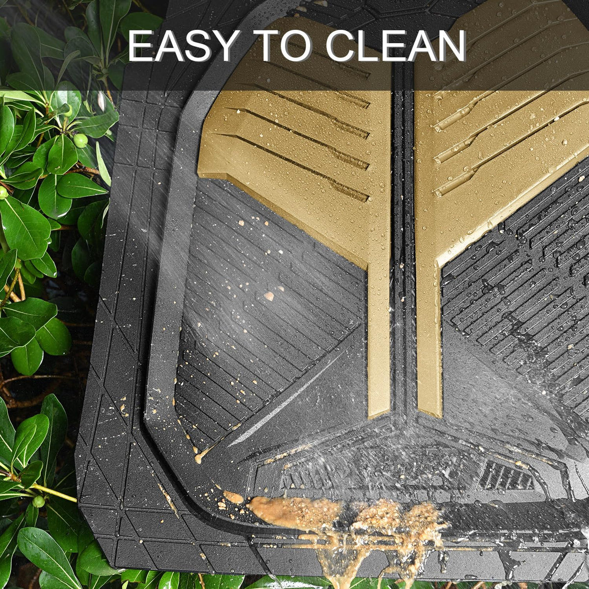 CAR PASS Heavy Duty Rubber Car Mats with Cargo Liner, Deep-Dish Car Floor Mats and Trunk Mat All Weather, Universal Trim-to-Fit for SUVs Trucks Sedans, Waterproof Anti-Slip, Trimmable V12 Black