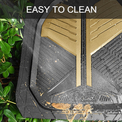 CAR PASS Heavy Duty Rubber Car Mats with Cargo Liner, Deep-Dish Car Floor Mats and Trunk Mat All Weather, Universal Trim-to-Fit for SUVs Trucks Sedans, Waterproof Anti-Slip, Trimmable V12 Black