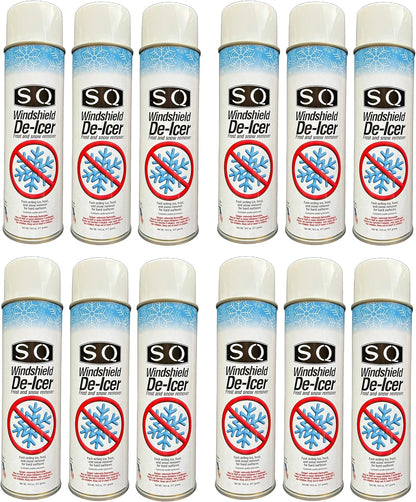 SQ Windshield De Icer Frost and Snow Remover, 14.5 oz per can (12)