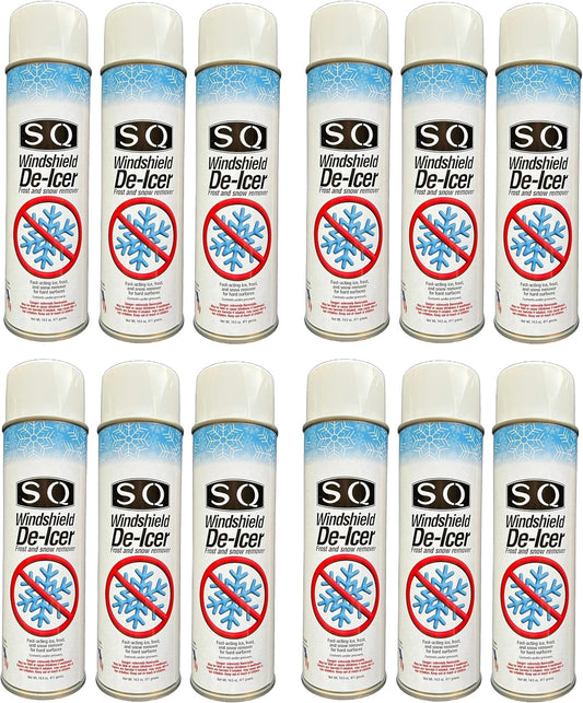 SQ Windshield De Icer Frost and Snow Remover, 14.5 oz per can (12)