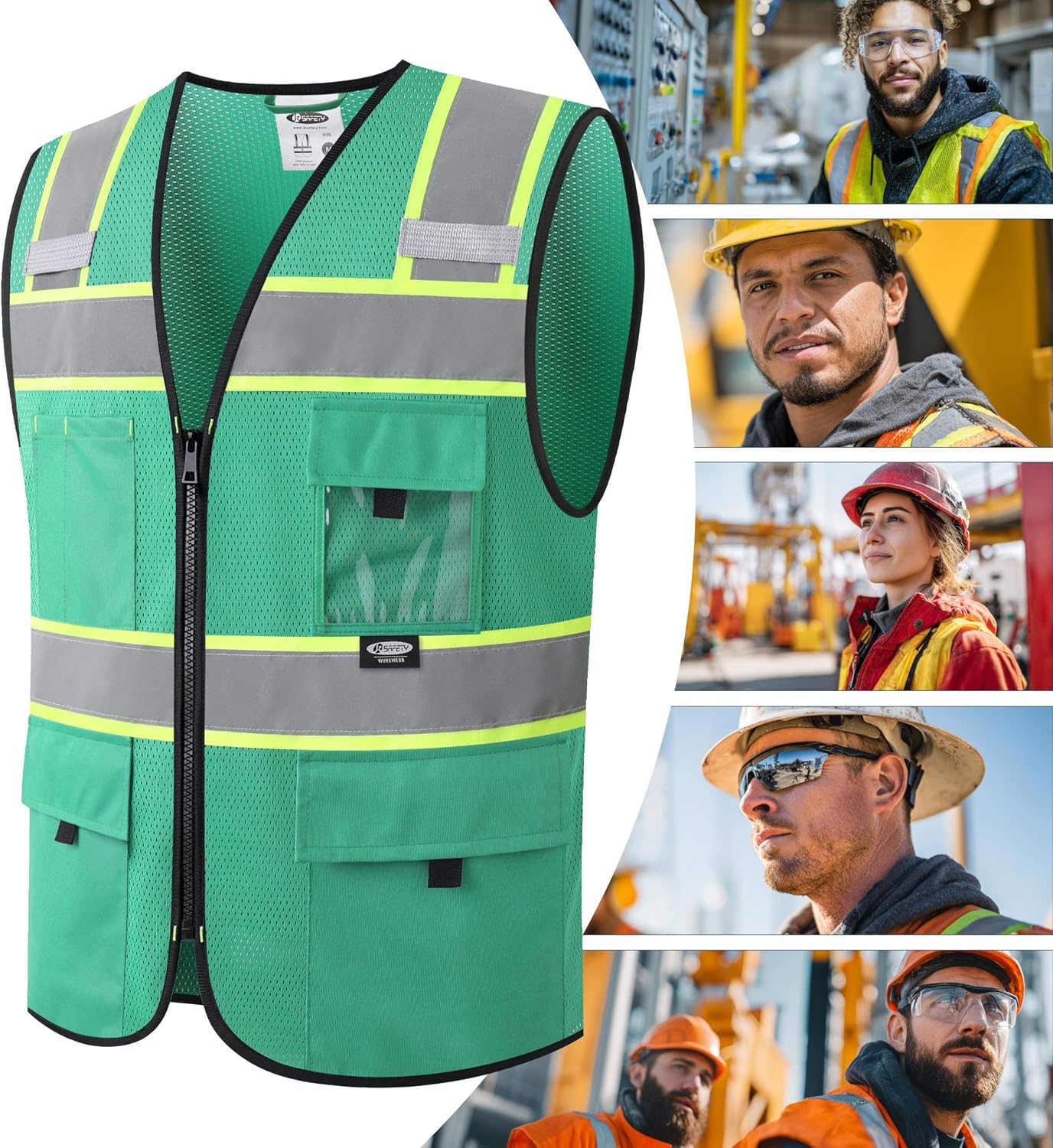 JKSafety Safety Vest for Men Women Hi Vis Relfective Vest with Pockets High Visibility Meet ANSI Standard