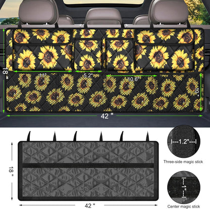 Femuar Car Trunk Organizer, Large Capacity Backseat Trunk Organizer (42"*18"), Collapsible Car Storage Bag with 8 Pockets, SUV/MPV/Truck - Black