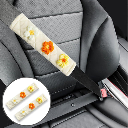 Amooca 2-Pack Soft Seat Belt Covers Universal Car Shoulder Pad Cushions with Braid Pattern for Comfortable Driving & Bag Strap Protection Red
