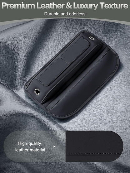 Universal Fit Premium Leather Car Seat Gap Filler Organizer, Center Console Organizer with Card Slots, Clever Gifts for Car SUV Truck Owners (Black, 1 Pack)