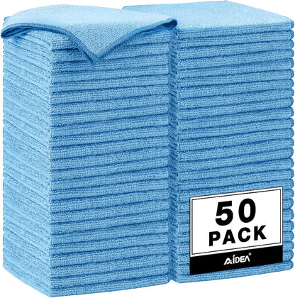 AIDEA Microfiber Cleaning Cloth, 50PK, Microfiber Towels for Cars, Premium Wash Cloths, Dusting Cloth Cleaning Rags, Absorbent Towels for SUVs, House, Kitchen, Window, Cleaning Supplies12×12"
