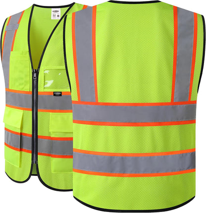 JKSafety Safety Vest for men women Hi Vis Reflective Vest with Pockets and Zipper High Visibility Meet ANSI Standard（BX320