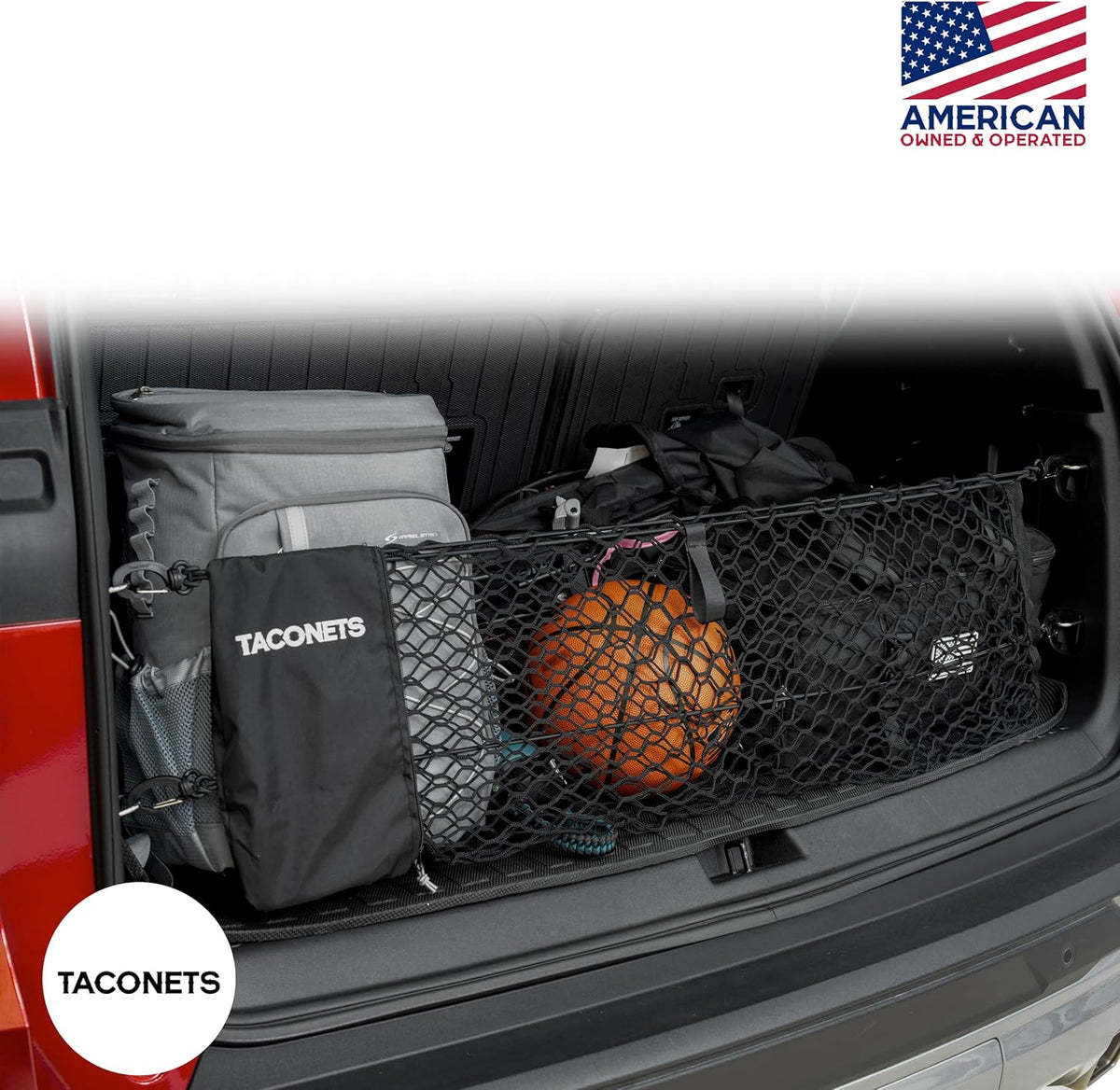 TacoNets Envelope Cargo Net for GMC Sierra & Chevy Silverado - Fits 2013-Current - Upgraded 5mm Bungee - Integrated Storage Bag - Heavy Duty Carabiners - Designed in USA