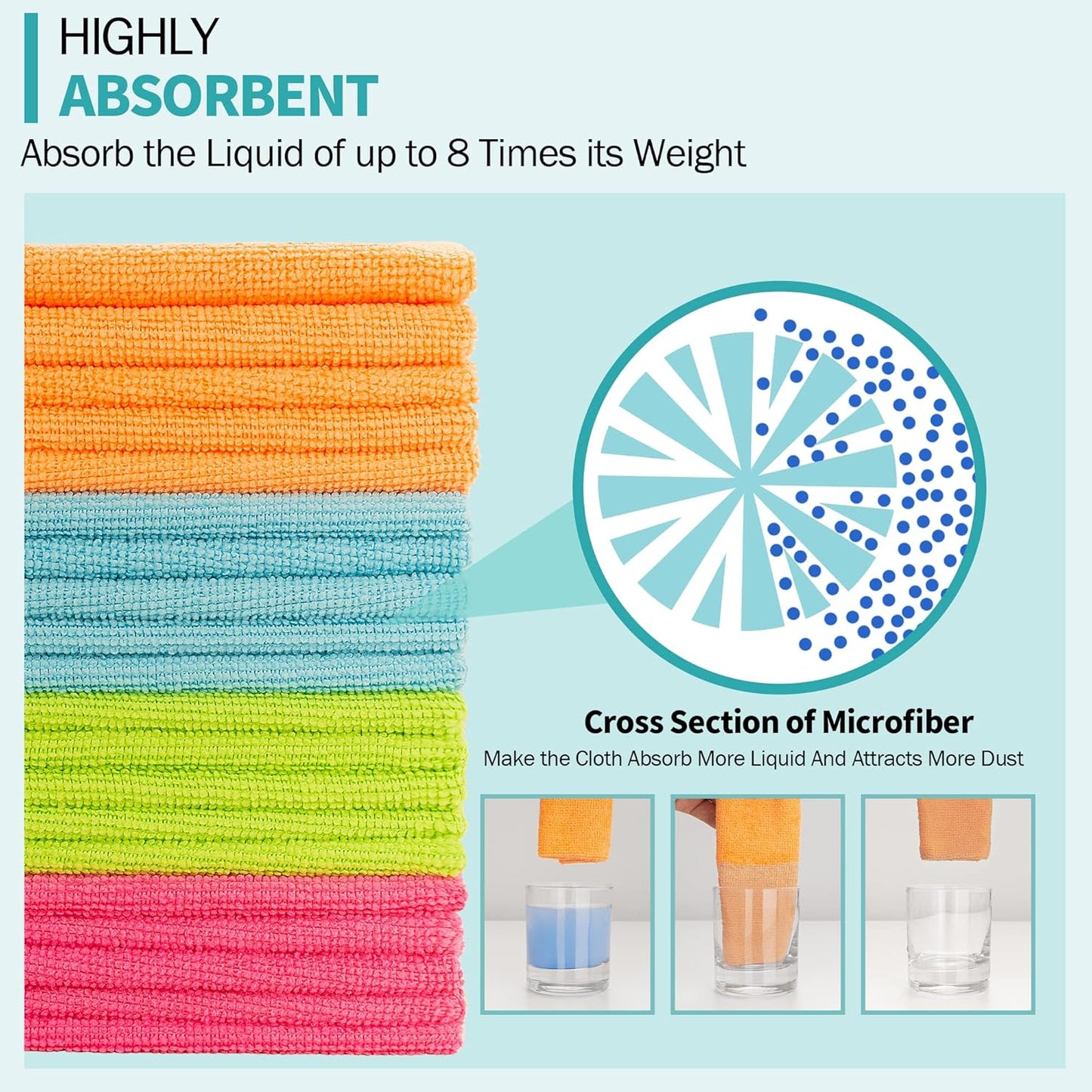 Microfiber Cleaning Cloth, 100 Pack Cleaning Rags Microfiber Towel Bulk Absorbent Lint-Free Wash Cloths, All-Purpose Shop Towels for Cars, Automotive, Garage, Home & Kitchen 11.5"*11.5"