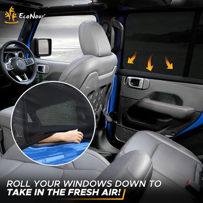 EcoNour Car Window Shades for Side Windows (Pack of 2) | Sun Shade for Car Heat and UV Protection | Adjustable Elastic Fabric Baby Car Shade | Rear Side Window Sun Shade Accessories (Large 21"x36")