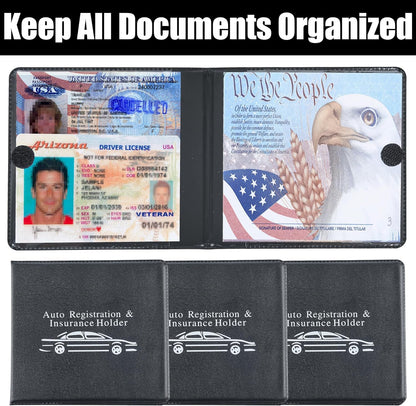 Pacific Mailer Auto Registration and Insurance Card Holder 2 Packs Car Document ID Holder Glove Box Organizer Car Accessories, Black