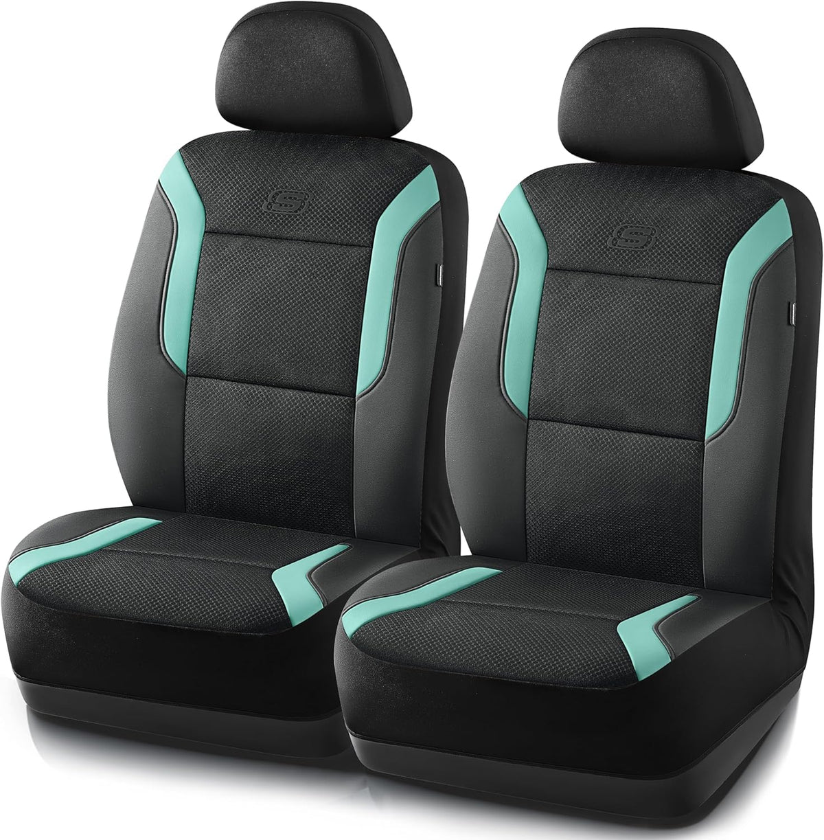 Skechers Memory Foam Seat Covers, Air Cool Mesh Thick Car Seat Covers, Car Seat Covers Front Seats Airbag Compatible, Universal Automotive Comfort for Most Cars, Vans, Trucks, SUV,Black